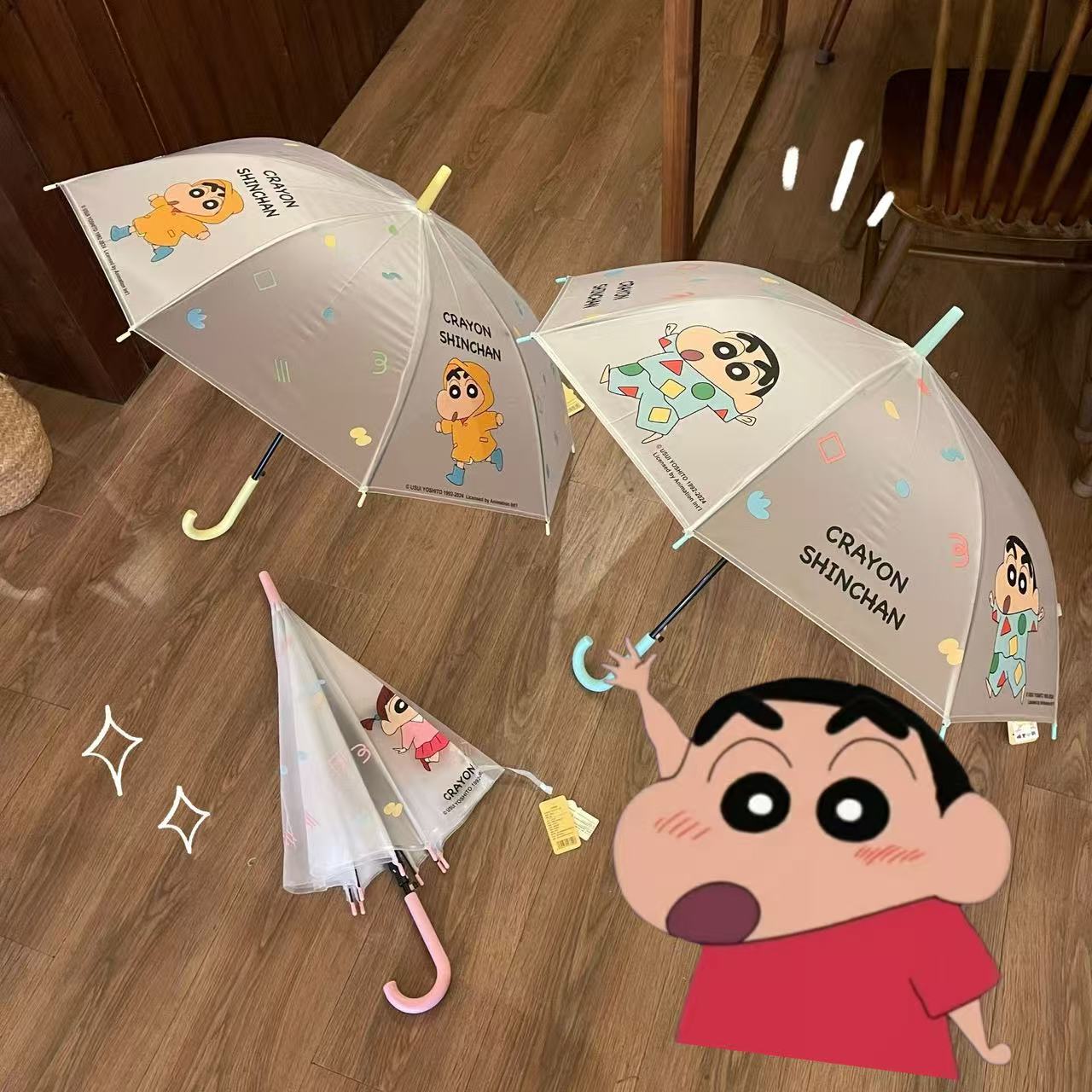 '小新为我遮风挡雨'蜡笔小新透明伞儿童学生雨伞上学长柄加厚可爱