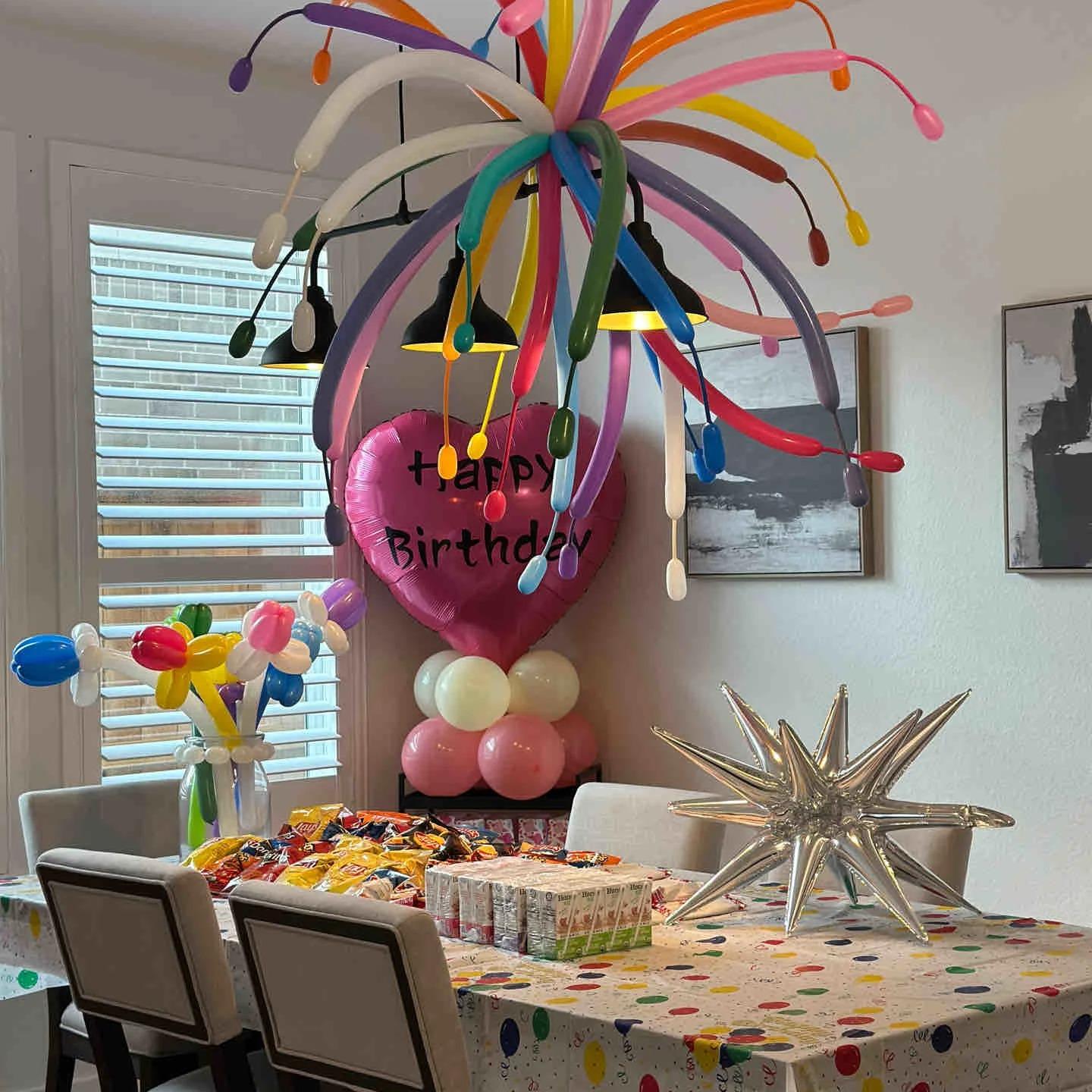 烟花气球生日派对道具装饰创意策划氛围拍照场景布置长条魔术气球