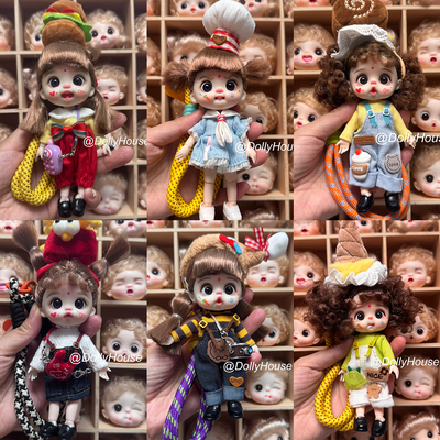 萝莉芬14厘米可换装可爱关节娃娃玩偶带手机包包挂绳挂件女孩礼物