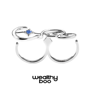 WEALTHYBOO铭星双指戒双色小众高级设计感原创精致配饰送女友礼物