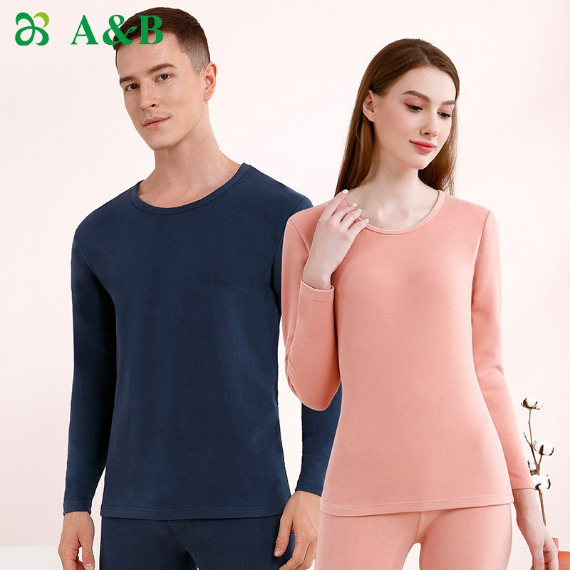 ab保暖内衣山羊绒蚕丝双面磨绒加厚男女圆领上衣裤子秋衣秋裤D780