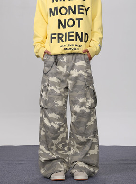 KYNOS 美式复古水洗口袋迷彩工装裤男女宽松百搭休闲伞兵裤长裤潮