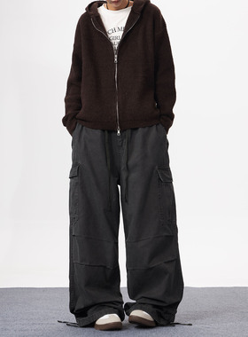 KYNOS 美式复古多口袋阔腿工装裤男女街头vibe宽松抽绳休闲长裤潮