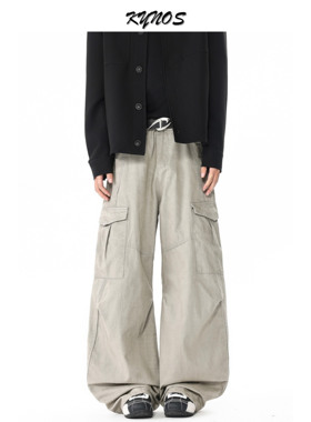 KYNOS 美式复古拼接解构多口袋弯刀工装裤男女宽松百搭阔腿长裤子