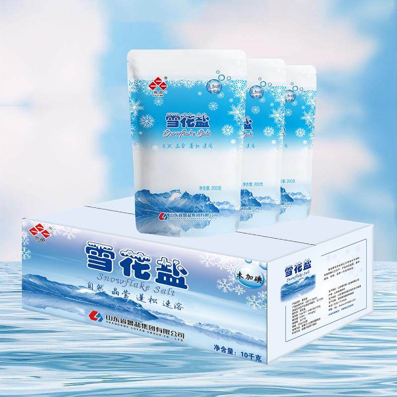 鲁晶 未加碘雪花盐200g*50袋整箱海盐无碘盐批发炒菜用盐多省包邮