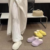 托勃肯单鞋 老钱风真皮复古厚底松糕小个子5cm懒人包头半拖鞋 女鞋