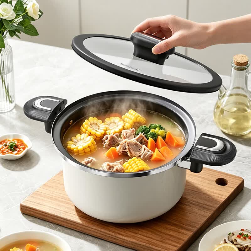 德世朗钛陶瓷不粘微压锅家用大容量4.8L多功能煲汤锅