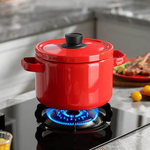 德世朗家用珐琅无涂层多用汤锅 红色 22cm