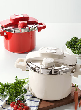 德世朗钛珐琅高压多用锅6L DFS-G845 红色 18cm