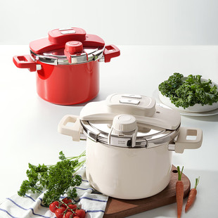 德世朗钛珐琅高压多用锅6L DFS-G845 红色 18cm