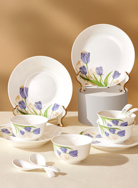 康宁紫色郁金香系列陶瓷餐具套组 VS-CJ12T029H/KZ