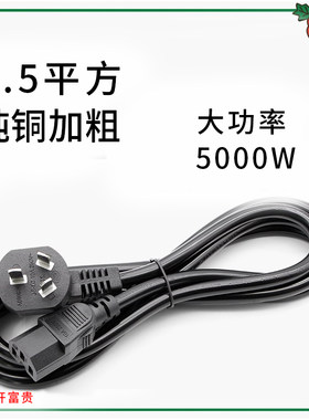 纯铜加粗1.5平方大功率电源插线