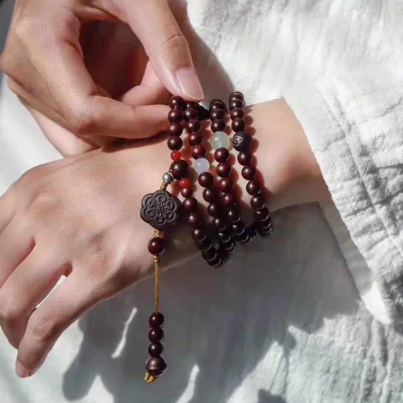 小叶紫檀手串佛珠男女108颗木珠手链檀木珠子木头木质檀香木串珠