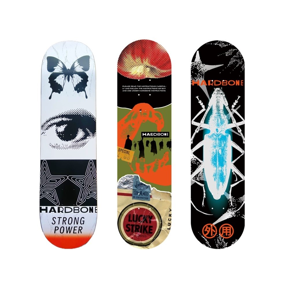 硬骨滑板硬骨头新款板面无序系列进口加枫双层玻纤轻薄弹
