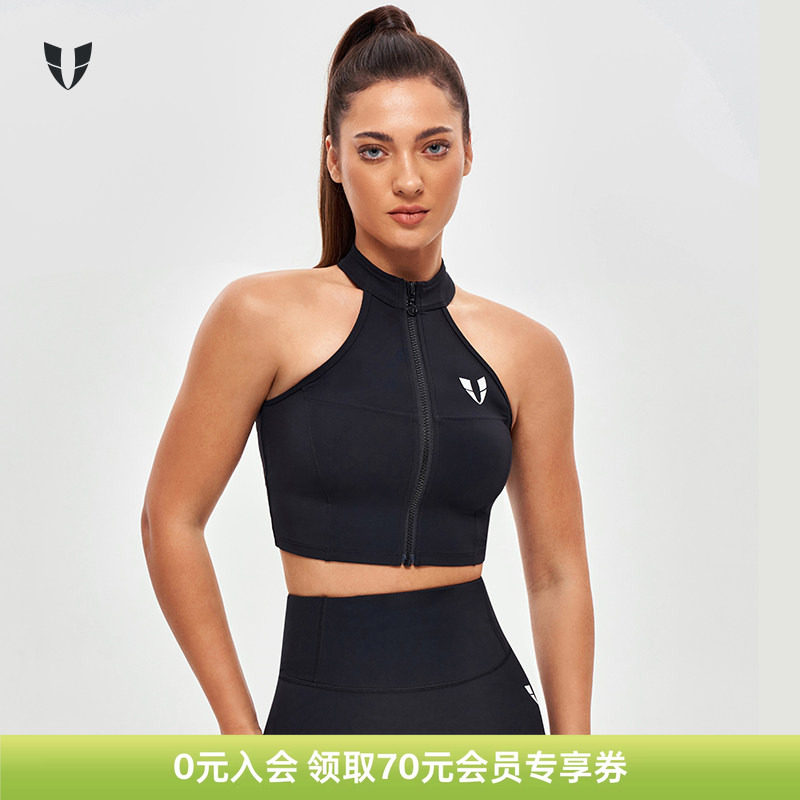 马甲线运动马甲女黑色修身显瘦户外跑步上衣健身训练瑜伽背心短款