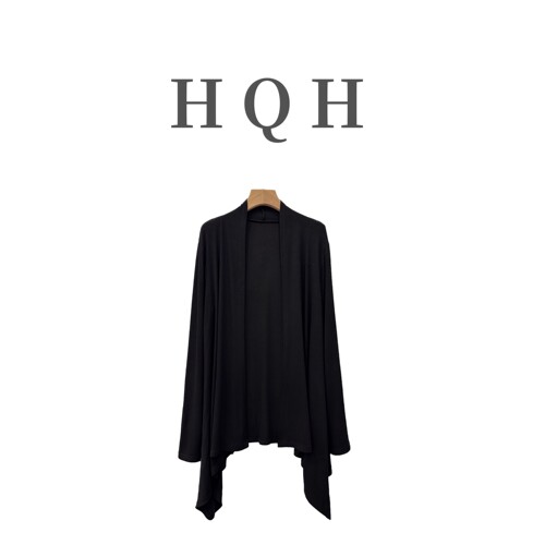 黑色慵懒宽松通勤中长款开衫外套