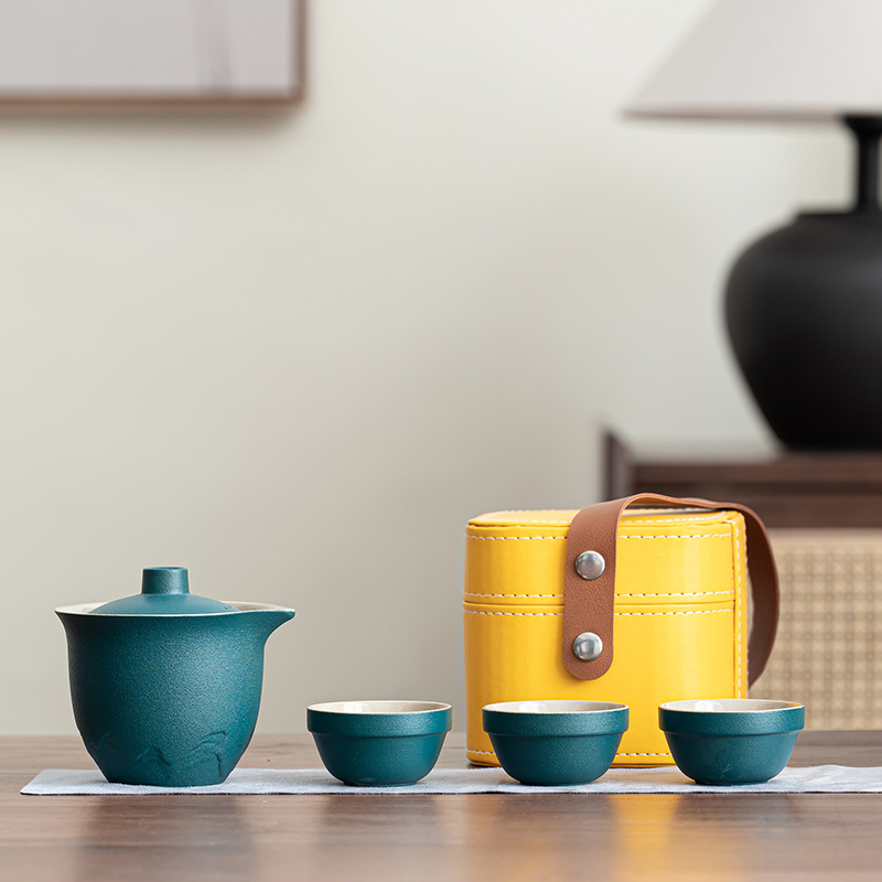 旅行茶具套装车载户外露营旅游式茶具简约泡茶壶商务送礼印字