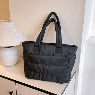 女式棉服托特包轻便电脑包通勤大容量旅行手提包单肩包定LOGO