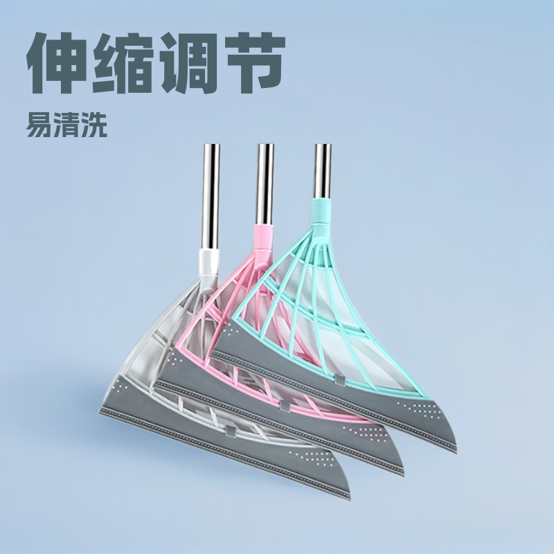 魔术扫把卫生间扫头发刮水器可伸缩扫把浴室玻璃一体刮水拖把
