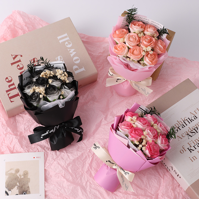 in9朵玫瑰小花束永生满天星MINI干花精致创意伴手礼装饰