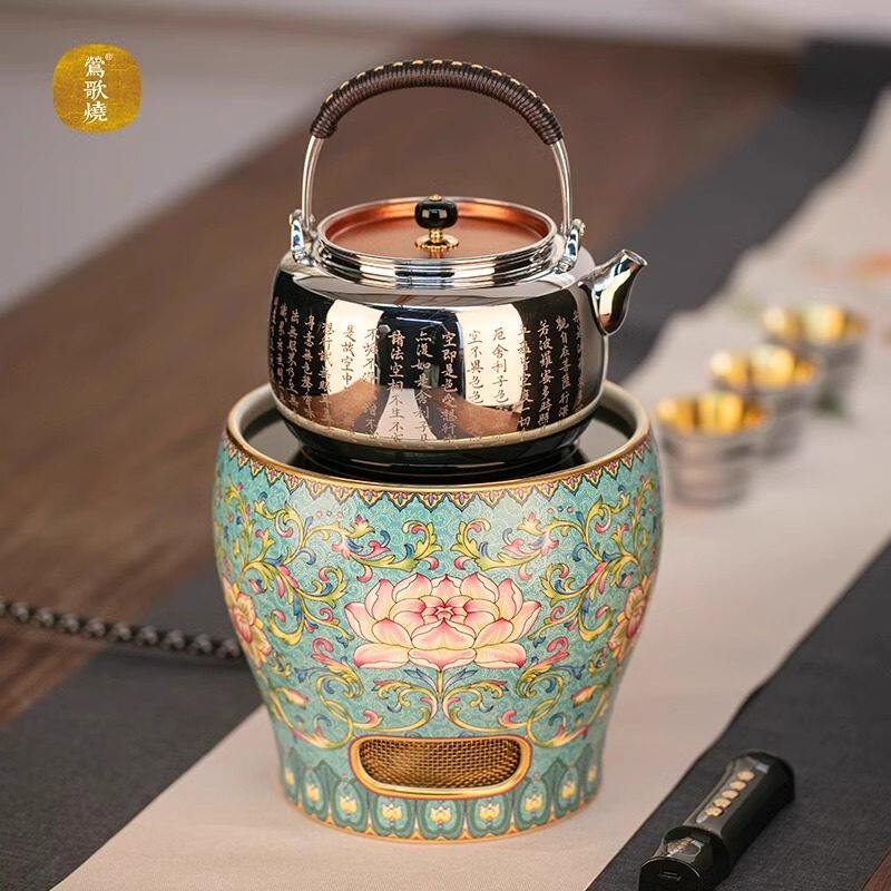莺歌烧电陶炉煮茶炉家用实用迷你静音烧水炉银壶铁壶户外专用茶炉