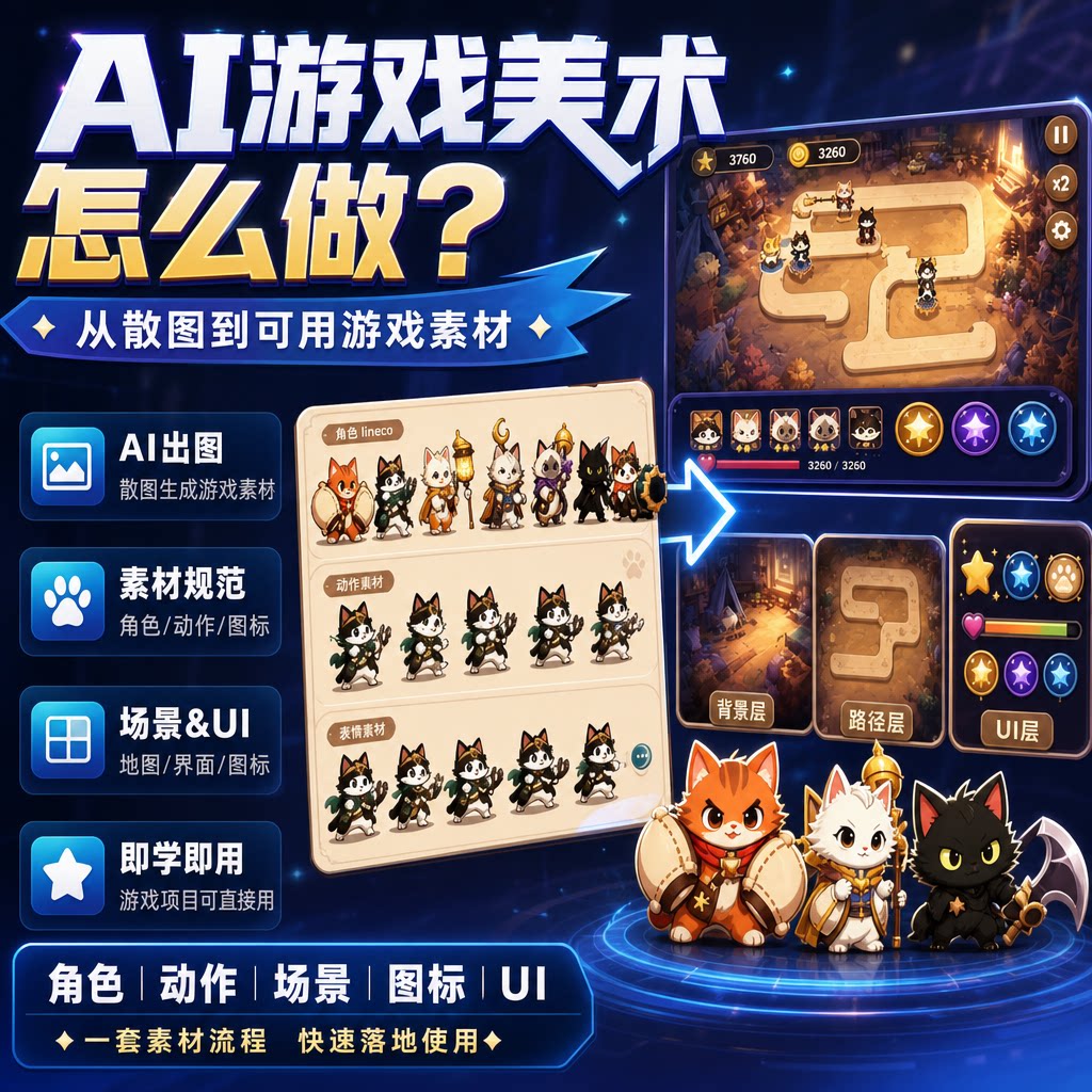 AI游戏美术怎么做散图生成可用游戏素材教程独立开发者绘图工作流