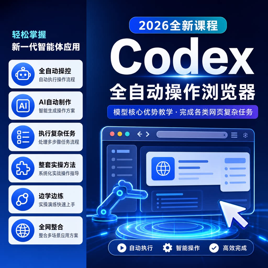 Codex模型核心优势教学 全自动浏览器操控 各类网页复杂任务实操