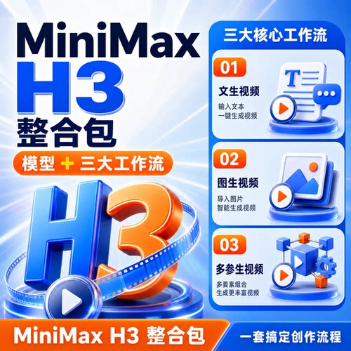 comfyui工作流minimaxH3整合包三大工作流文生视频图生视频教程