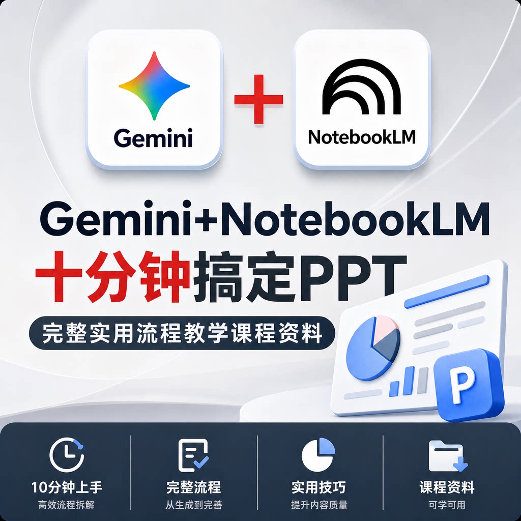 Gemini+NotebookLM十分钟搞定PPT完整实用入门流程教学课程资料图片