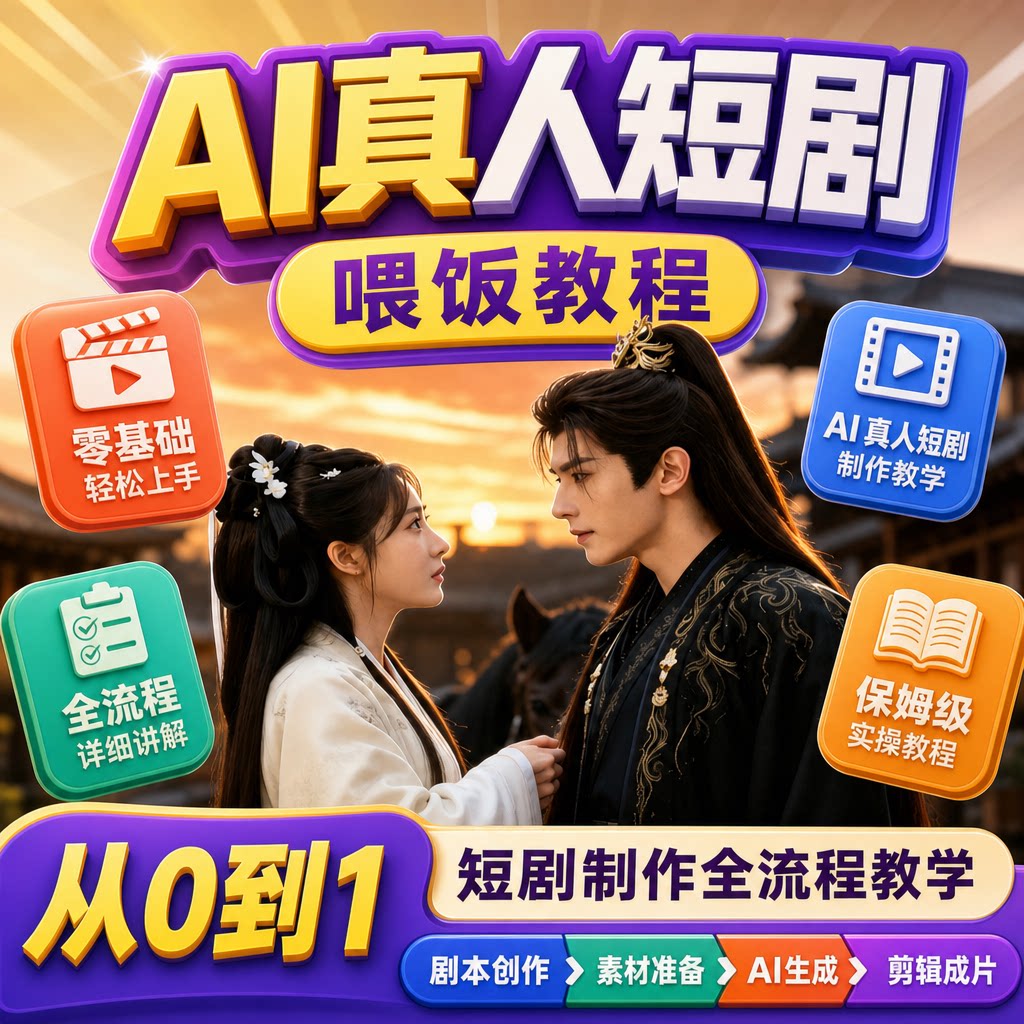 AI真人短剧喂饭教程零基础从0刻录盘个性化服务