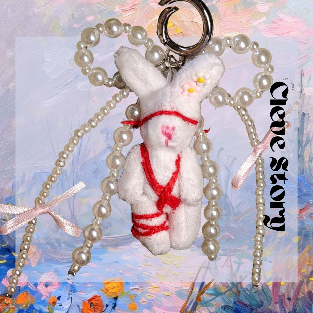 【Cleve】原创手作毛绒绳艺捆绑蒙眼兔子可爱日系钥匙手机挂件链,服饰配件/皮带/帽子/围巾,包挂件,淘宝优惠券,粉丝福利购,淘宝优惠卷