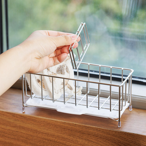 不锈钢海绵沥水架 厨房水池洗碗布水槽缝隙收纳窄边水龙头置物架