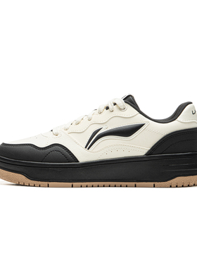 李宁板鞋女款天迹soft黑白秋冬25国潮复古撞色运动滑板鞋耐脏学院