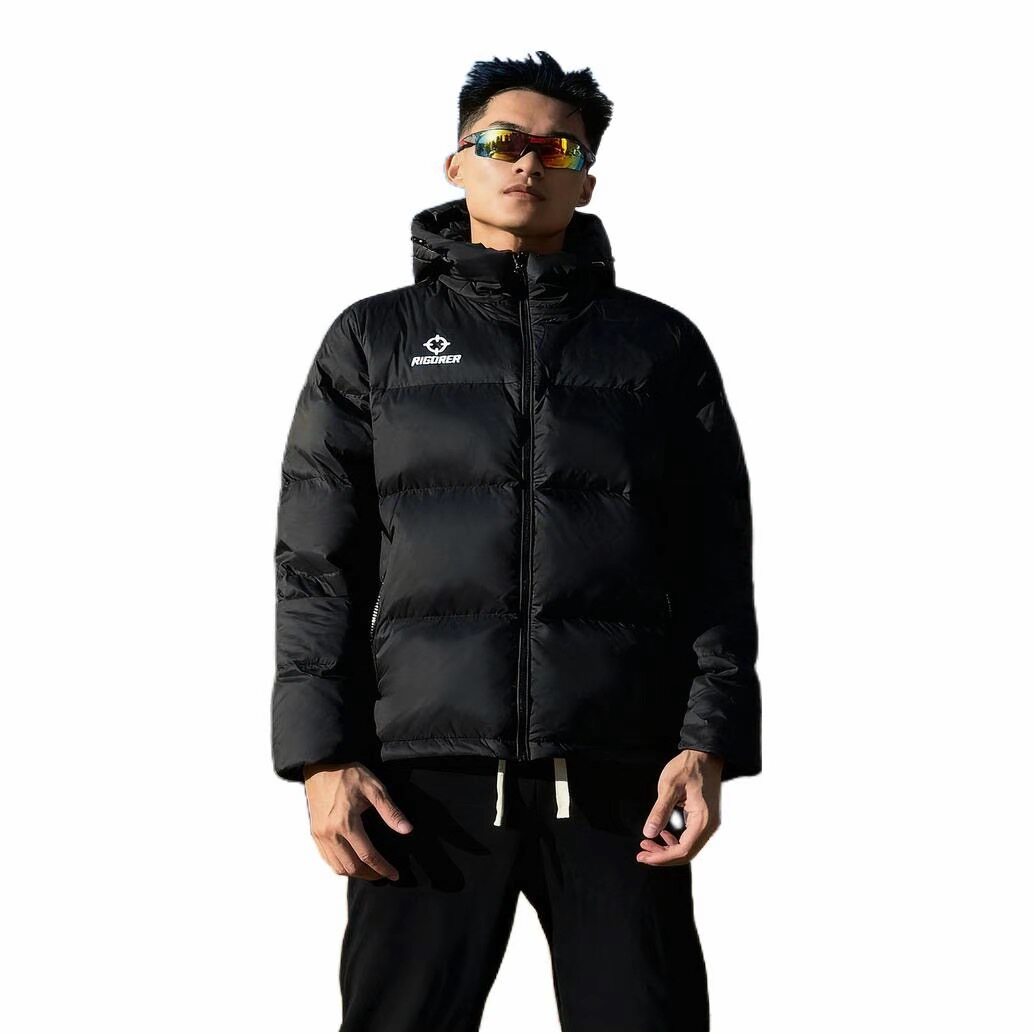 准者运动羽绒服男子短款冬季新款户外防风保暖连帽外套潮流面包服