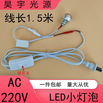 220VLED灯泡模型diy光源带开关线
