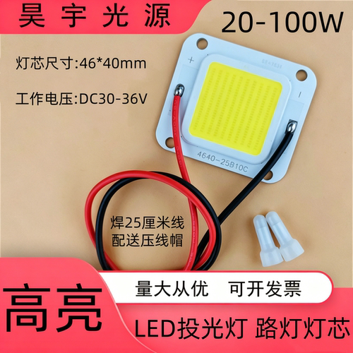高亮LED投光灯路灯灯芯片板30W50W100瓦工矿灯防爆灯珠光源板配件