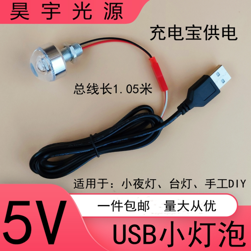 LEDUSB灯泡直流5V灯台灯改装手工制作饰品展柜装饰灯充电宝供电灯