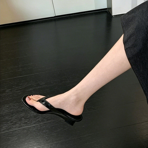 法式鳄鱼拖坡跟夹趾人字拖鞋女夏