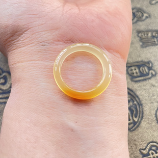 天然玉石戒指正品云南黄龙玉戒圈指环75#一口糖直径16mm宽厚3×3