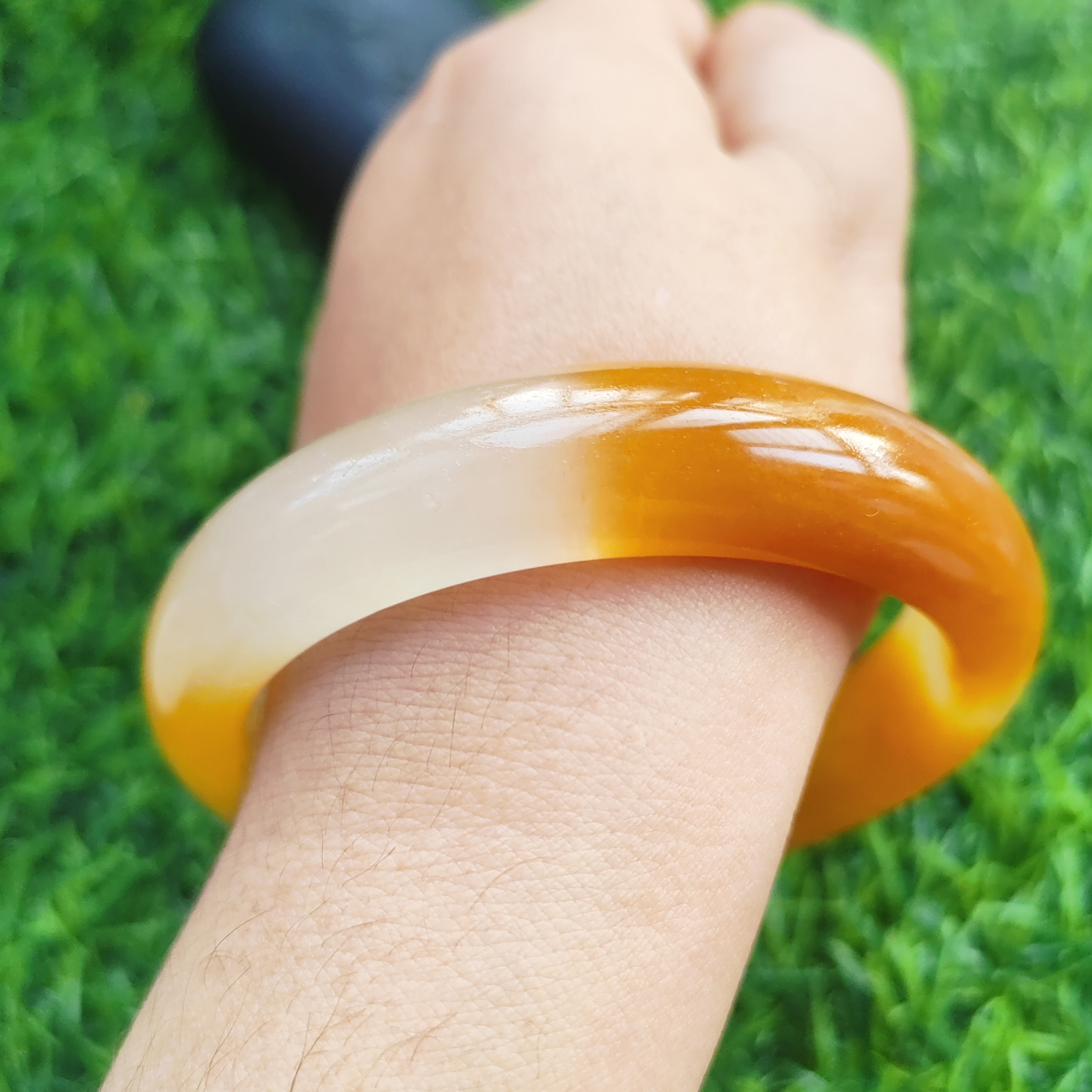 63圈幸福满满玉镯送妈妈A级纯天然玉石手镯正品黄龙玉手镯15*9mm