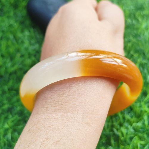 63圈幸福满满玉镯送妈妈A级纯天然玉石手镯正品黄龙玉手镯15*9mm
