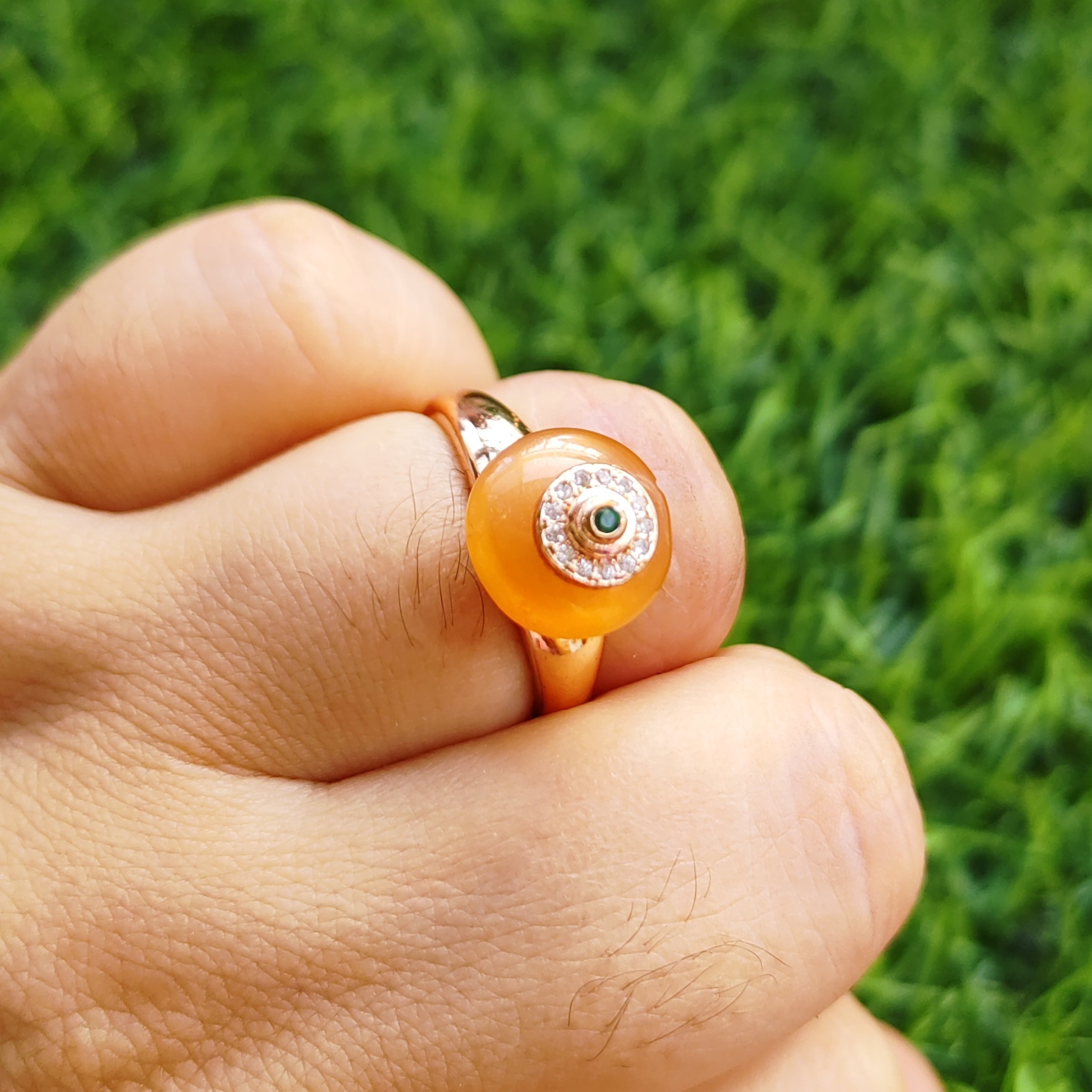 圈住幸福平安扣戒指纯天然玉石戒指官方正品南红戒指玉戒11*6mm