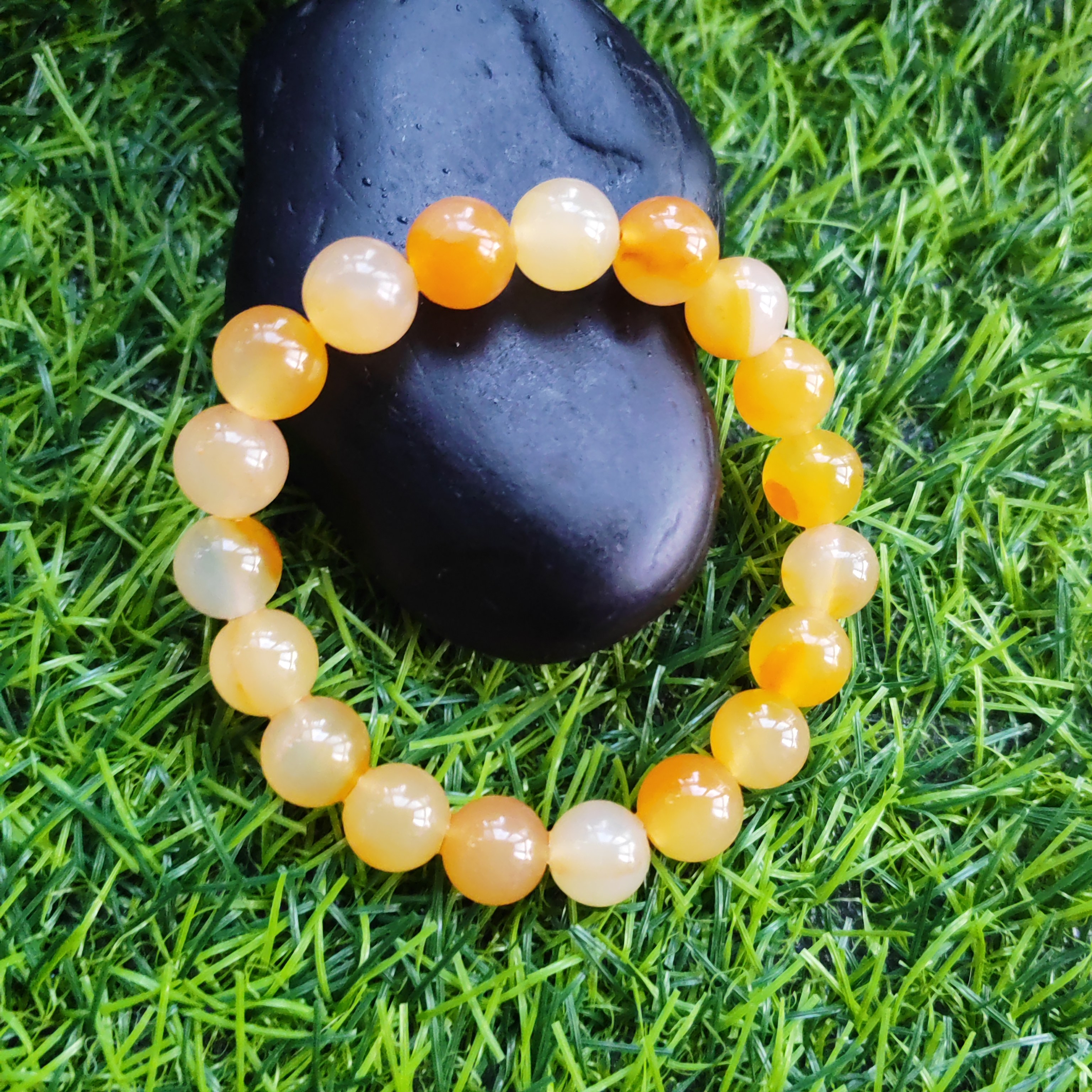 卡10mm玉石手钏学生手链A货纯天然玉石正品黄龙玉手串12号