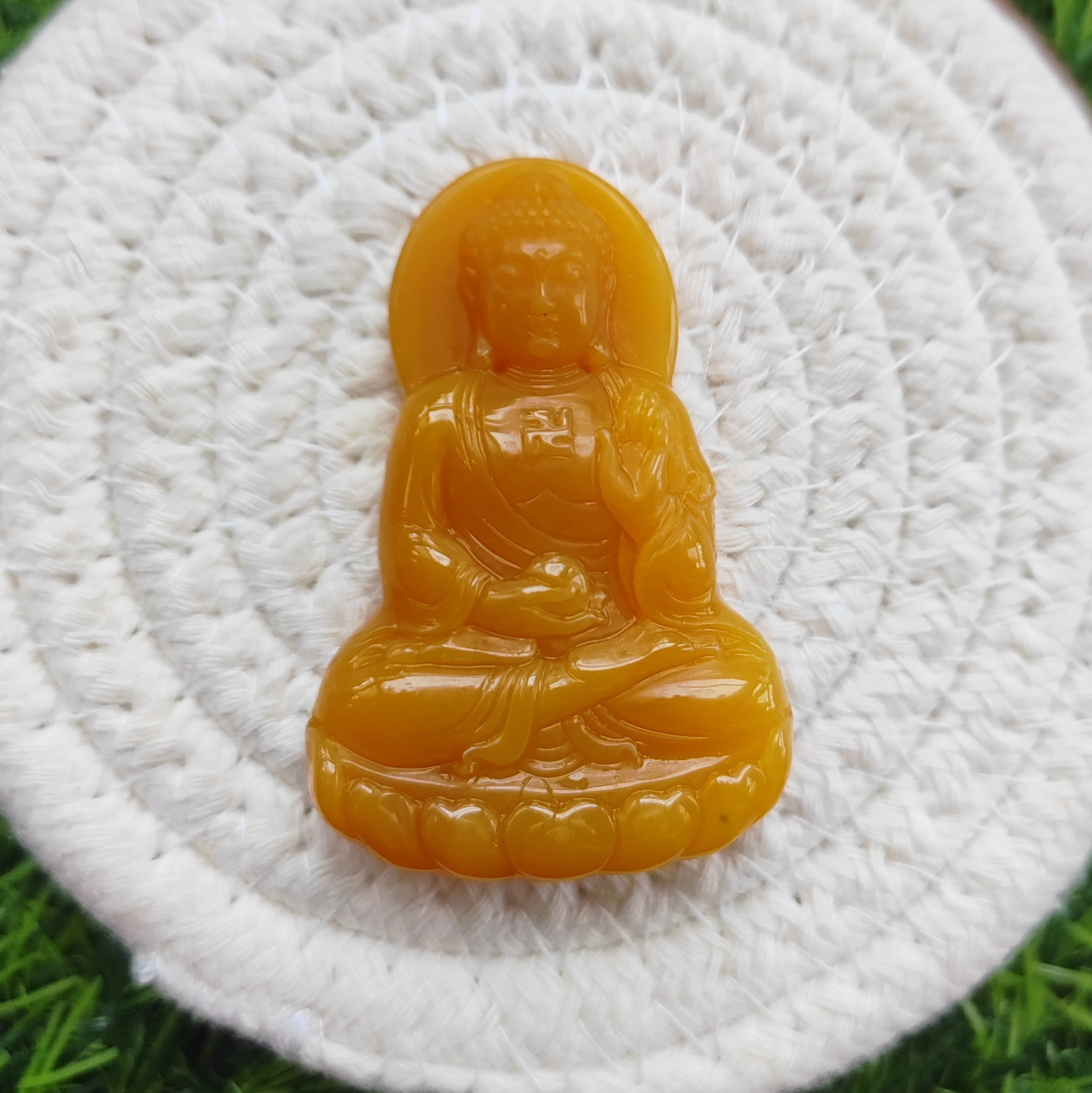 精品立体佛牌阿弥缅黄料纯天然玉石官方正品黄龙玉阿弥56*37*12