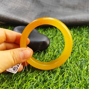 56圈玉镯一口糖甜蜜蜜新年送自己A货纯天然玉石黄龙玉手镯15*9