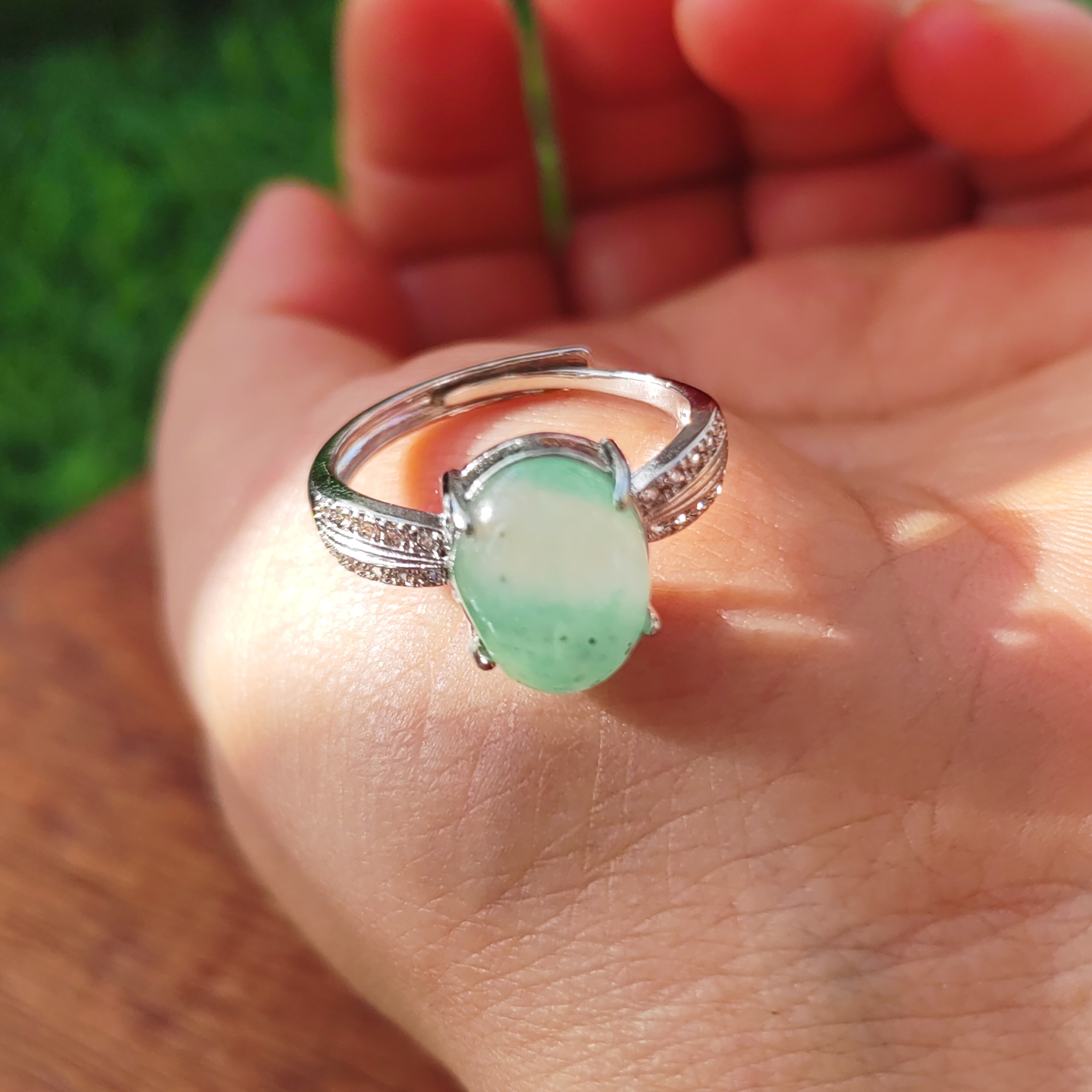 半山半水A级纯天然玉石戒指活口可调节大小官方正品非洲翠玉戒5#