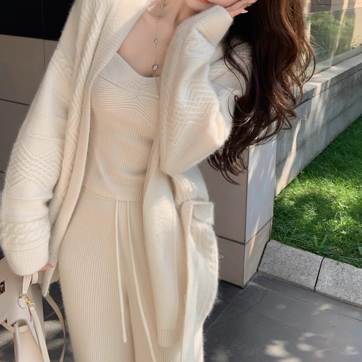 绒云暖织 羊绒兔毛羊毛纱 实穿编花开衫针织系列