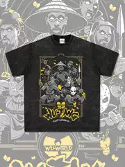 Cross-Border American-Style Wu-Tang Clan Print Short-Sleeve T-Shirt, Loose Heavyweight Long-Sleeve Crew Neck Hoodie