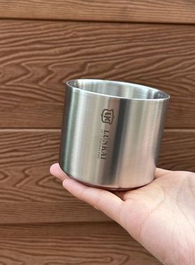 送长辈 手感厚实 18/10不锈钢茶杯白酒杯两用防烫隔热双层咖啡杯