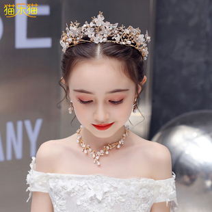 韩版高端皇冠头饰儿童生日公主演出女童表演礼服王冠新娘花童发箍